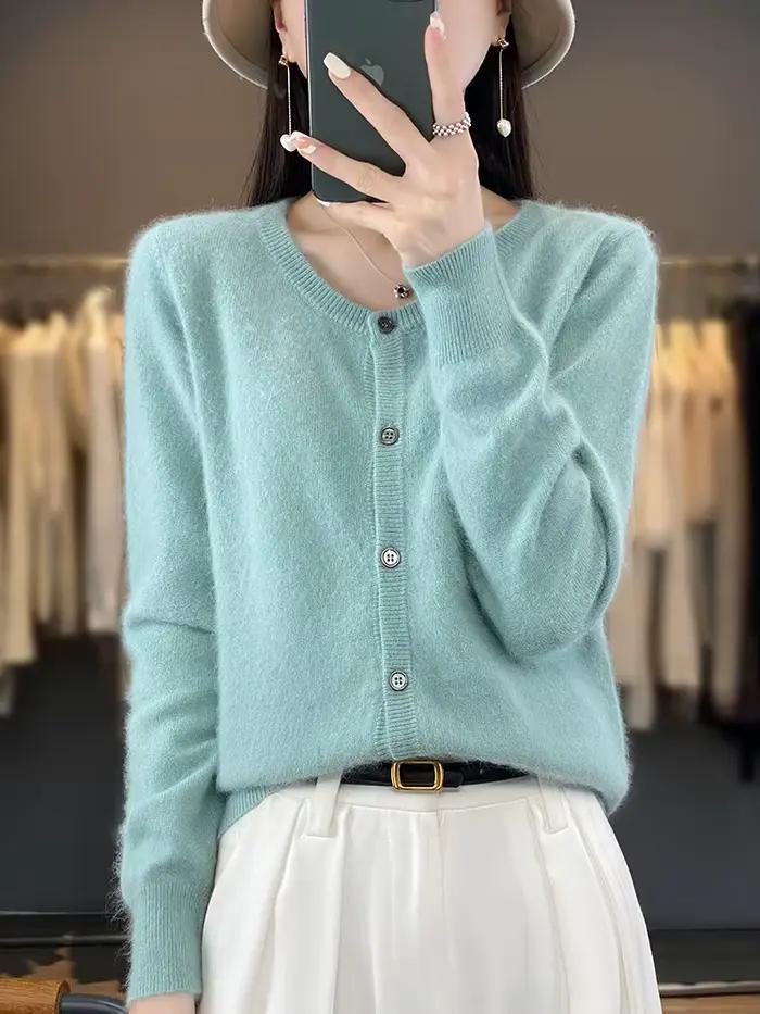 Aliselect – Cardigan super chaud en cachemire pur pour femme