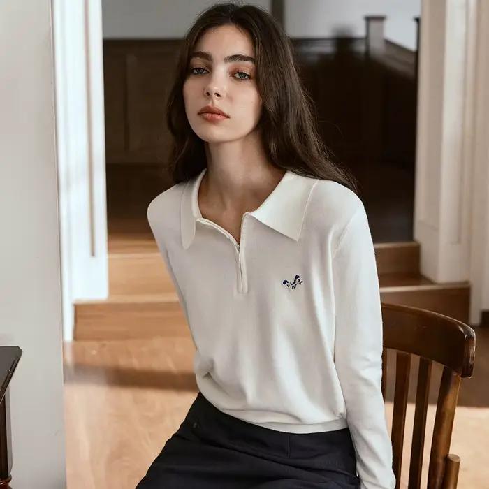 Pull tricoté à col polo OLrain pour femme