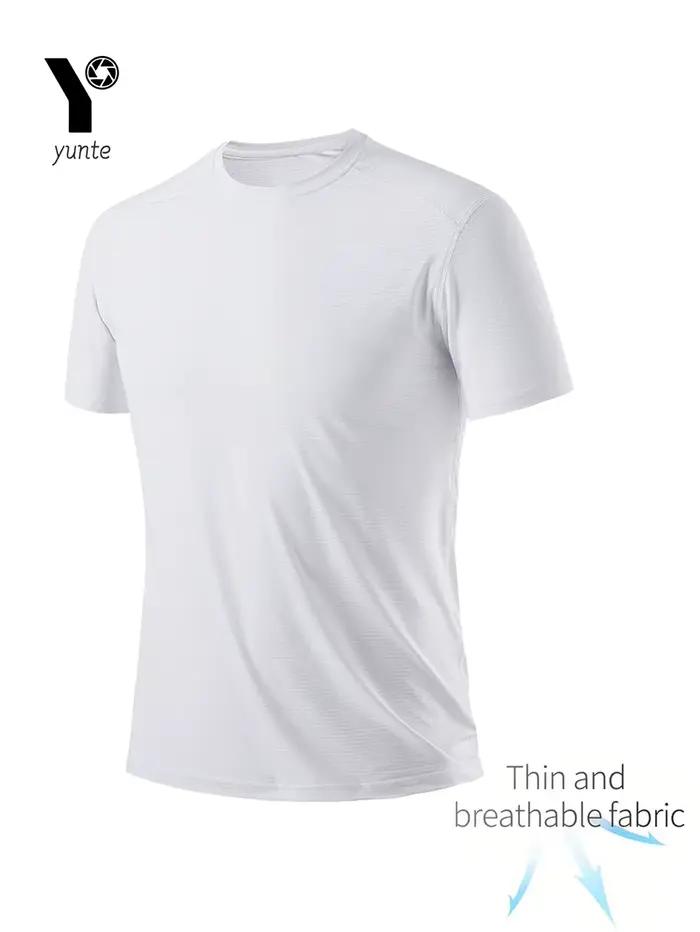T-shirt col rond 7 pièces blanc ultra-léger pour hommes, séchage rapide, respirant, absorbant la sueur, adapté au fitness, à la salle de sport et Ru