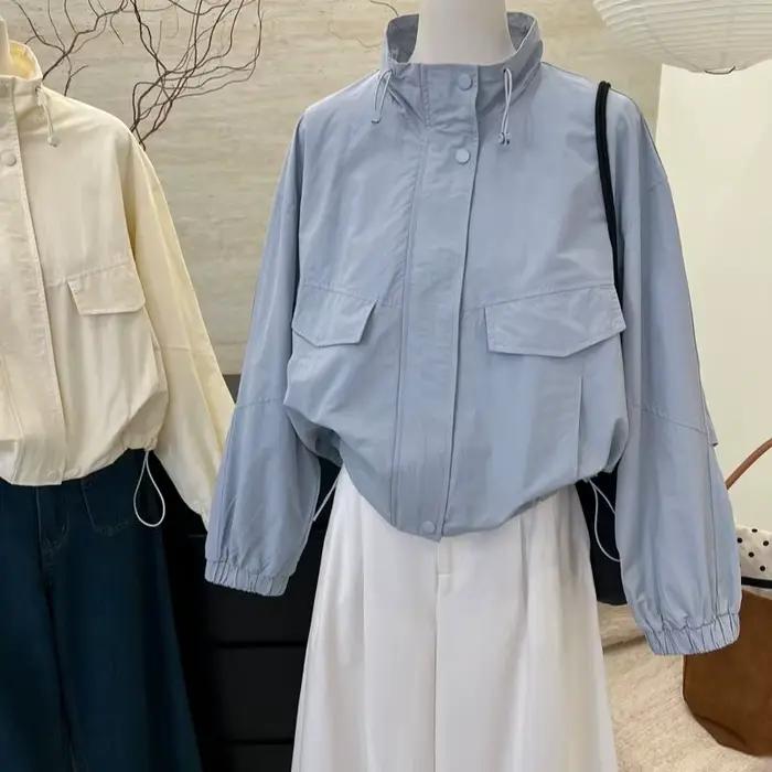Coréen col montant court pour les femmes automne décontracté Style Safari haut