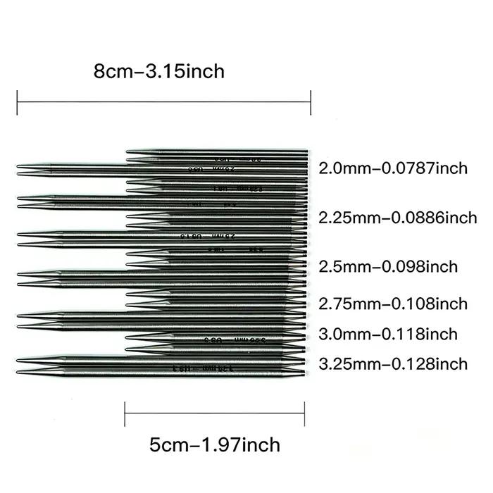 Lot de 12 paires d'aiguilles circulaires détachables de 5 cm et 8 cm