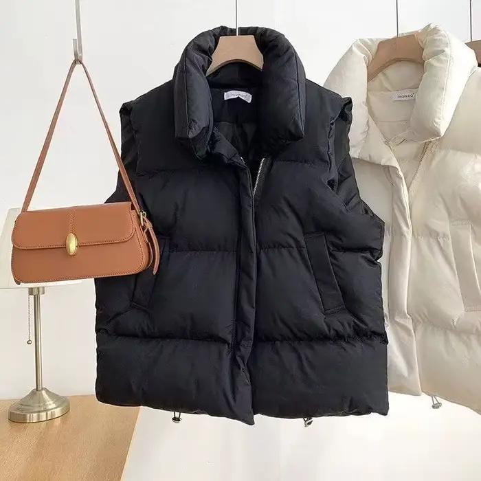 Automne/hiver femmes épaissi chaud gilet décontracté sans manches solide coton rembourré Parkas garder au