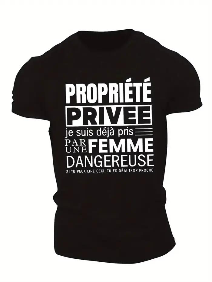 T-shirt décontracté à col rond pour hommes avec citations humoristiques françaises | Blanc avec texte noir pour l'été