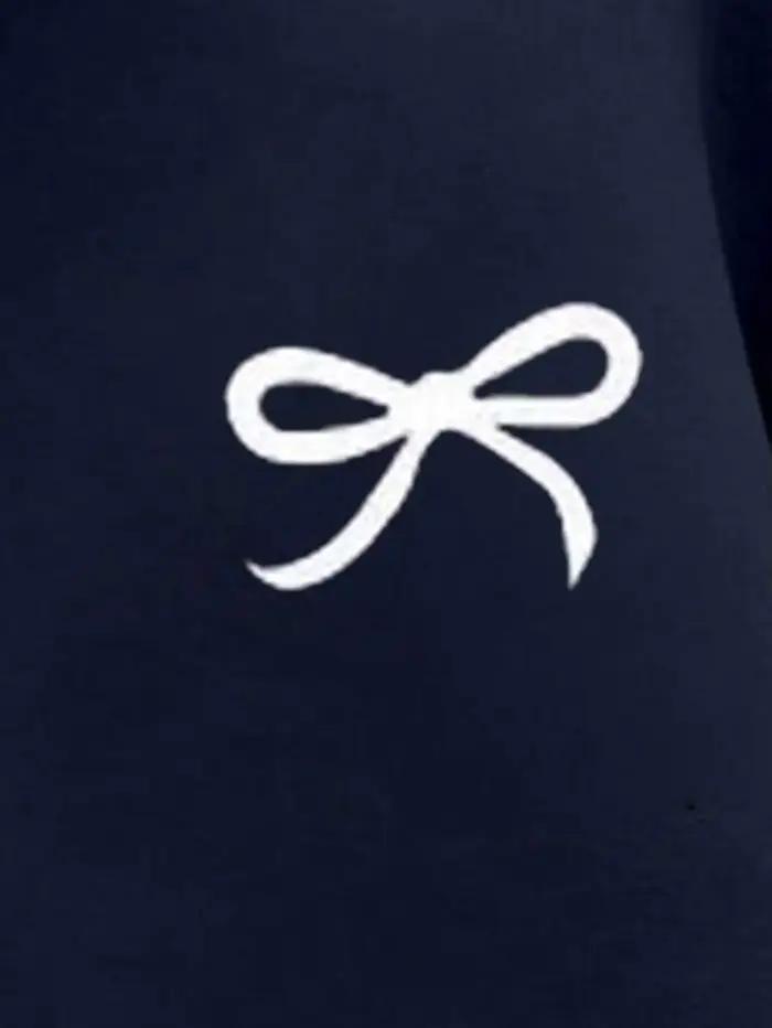Sweat-shirt à capuche bleu marine avec imprimé nœud