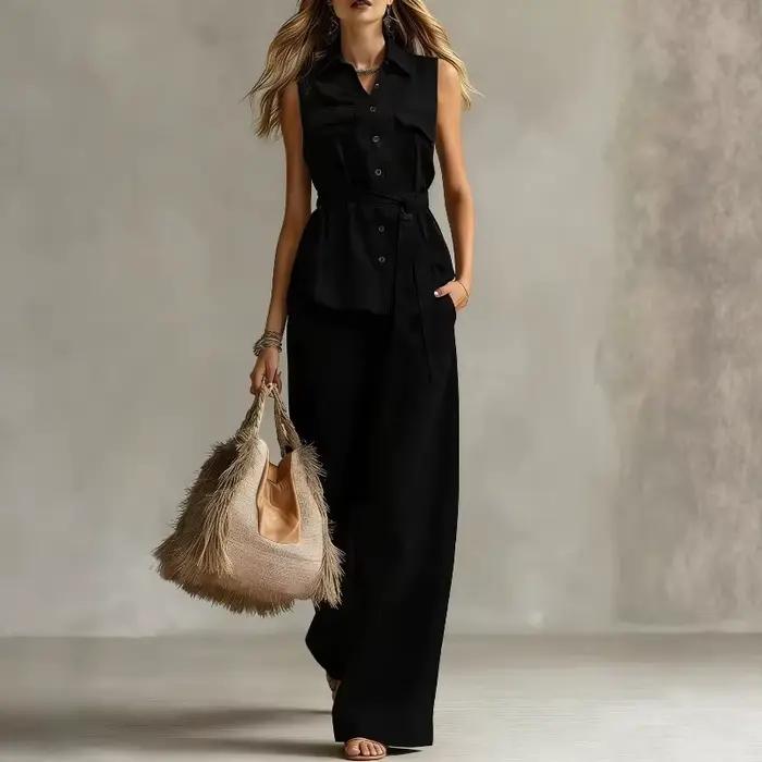 Ensemble élégant : Gilet à boutons et col à revers