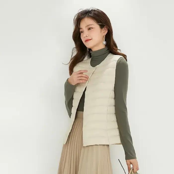 Femmes gilet sans manches nouveau 90% duvet de canard blanc femme mince chaud intérieur Ultra léger emballable doudoune vestes