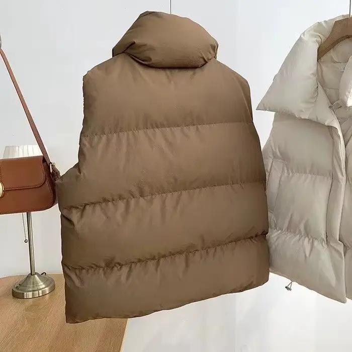 Automne/hiver femmes épaissi chaud gilet décontracté sans manches solide coton rembourré Parkas garder au