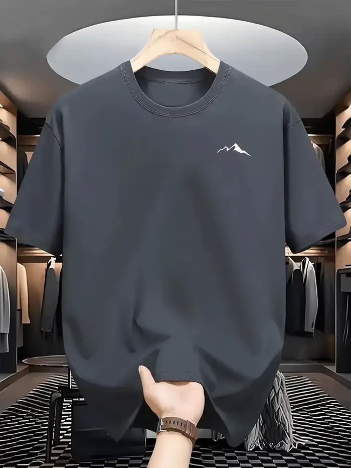 Nouveau T-shirt à col rond au toucher naturel, T-shirt respirant pour homme, T-shirt au style créatif, T-shirt décontracté à séchage rapide, T-shirt pour homme