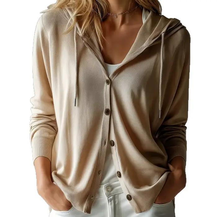Nouveau cardigan tricoté à capuche multicolore pour femme 2026