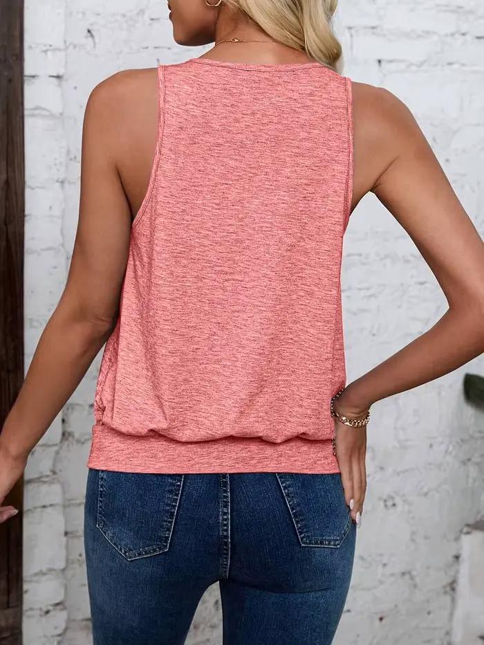 Gilet ample sans manches de couleur pure pour femmes