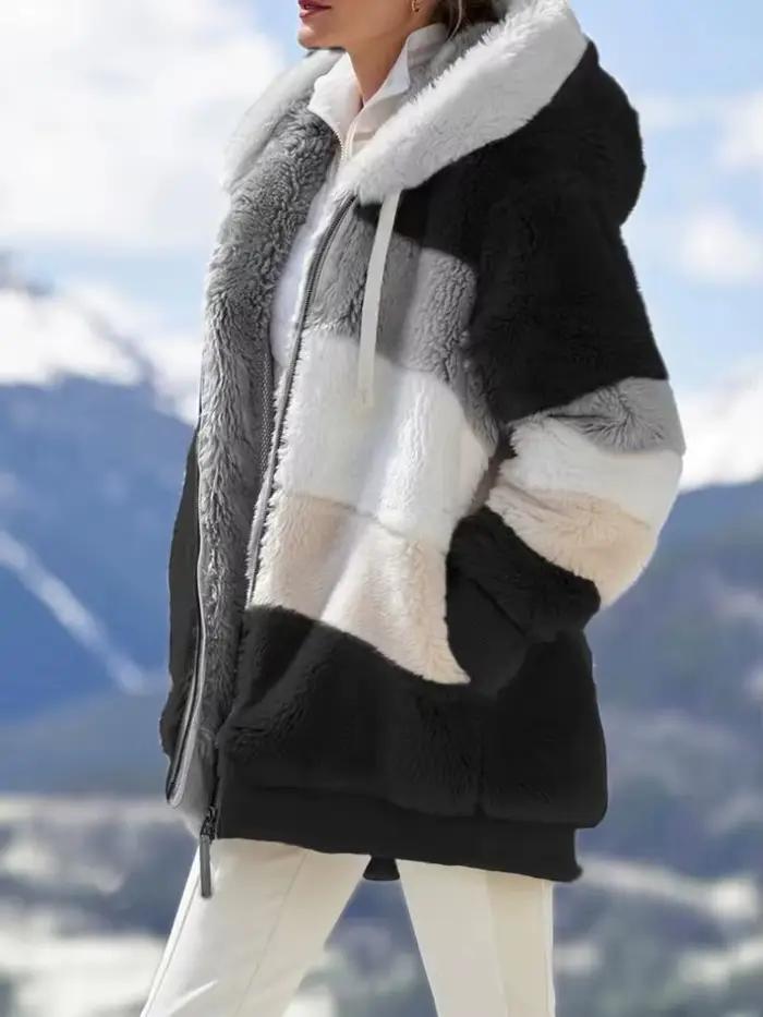 Femmes printemps et automne grande taille Long ours en peluche manteau chaud épaississement polaire fausse fourrure