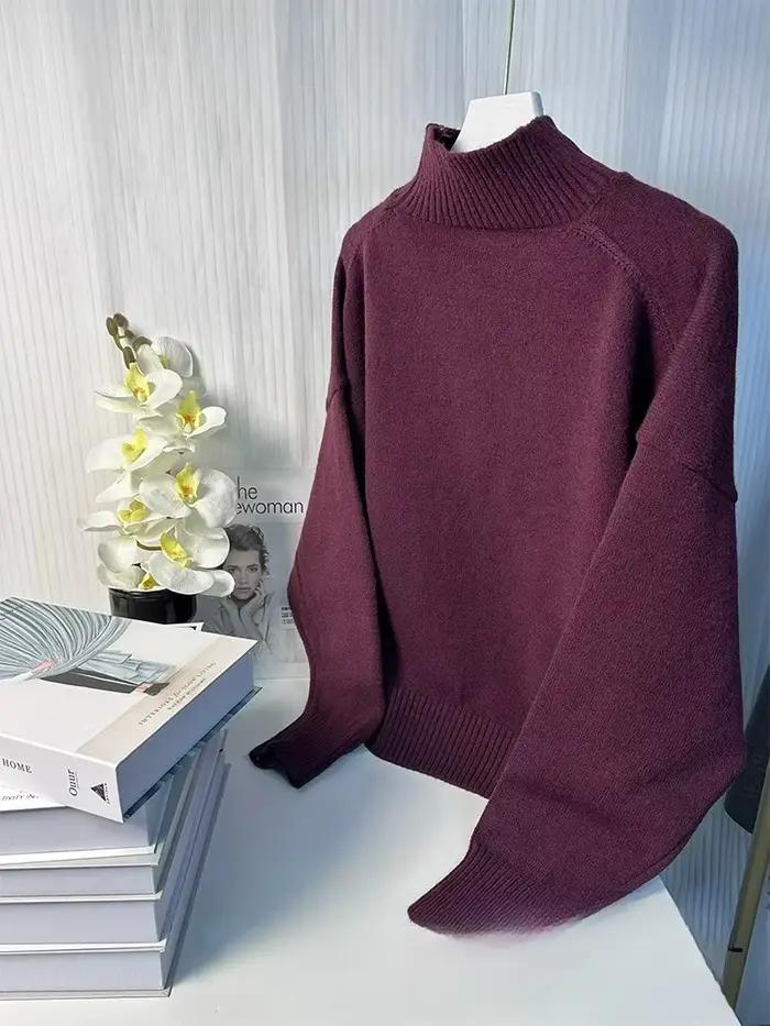 KONDALA Vintage Chic femmes pull solide col rond à manches longues tricoté