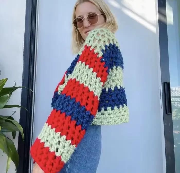 Haut en laine et mohair à col rond pour femmes