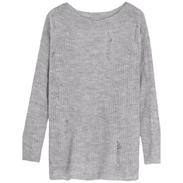 Pulls en tricot à trous style décontracté pour femme
