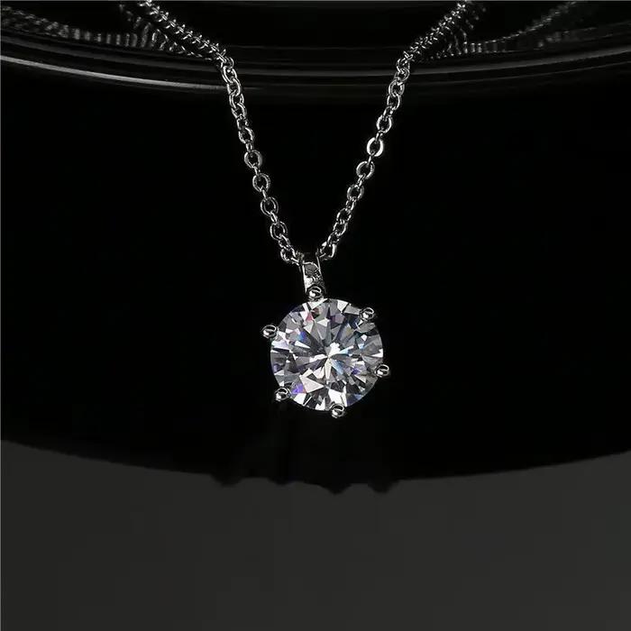 Nouveau 2ct Moissanite 925 collier en argent Sterling pendentif chaîne bijoux fins pour femme mariage scintillant classique fête mode