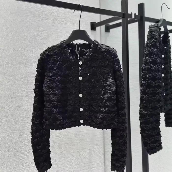 Specialized Women's Knitted Open Cardigan Jacket with Lace Design Heavyweight Thread Spring Summer Fashion Vest Top