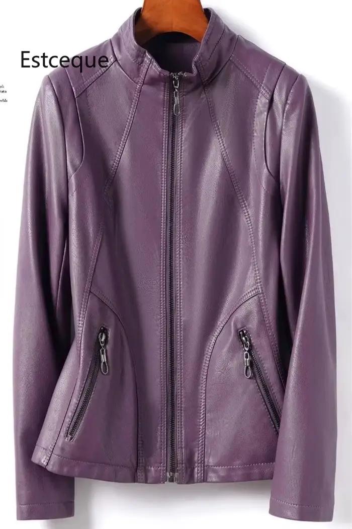 Nouveau printemps automne femmes manteau de peau de mouton 2025 cuir veste coréenne femme col montant couverture