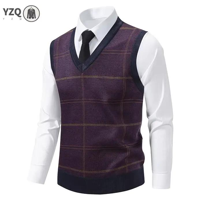 Pull tricoté à col en v pour hommes, chaud, automne hiver, grille de diamant, fleur torsadée, décontracté, mode, haut polyvalent en tricot