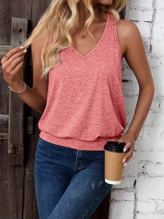 Gilet ample sans manches de couleur pure pour femmes