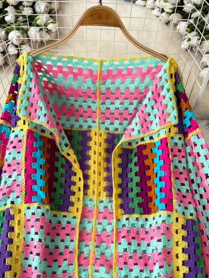 Cardigan multicolore au Crochet pour femmes