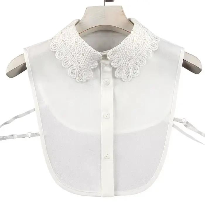 Linbaiway-Faux col en mousseline de soie pour femme, 18 styles, chemisier, chemise, faux col, dames, revers, poignées, col amovible, décor féminin