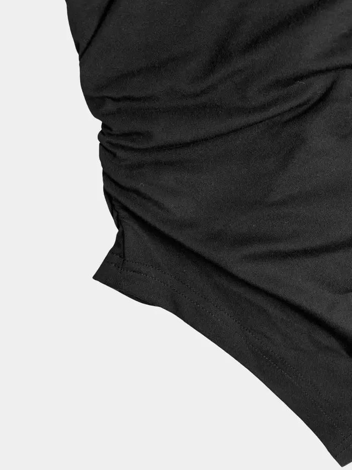 Gilet décontracté sans manches plissé à ourlet asymétrique de couleur unie pour femme 1 pièce