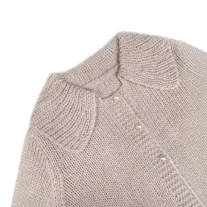 Cardigan court avec col veste courte boutonné haut en tricot couvrir haussement d'épaules bureau décontracté printemps automne vêtements d'extérieur 2025