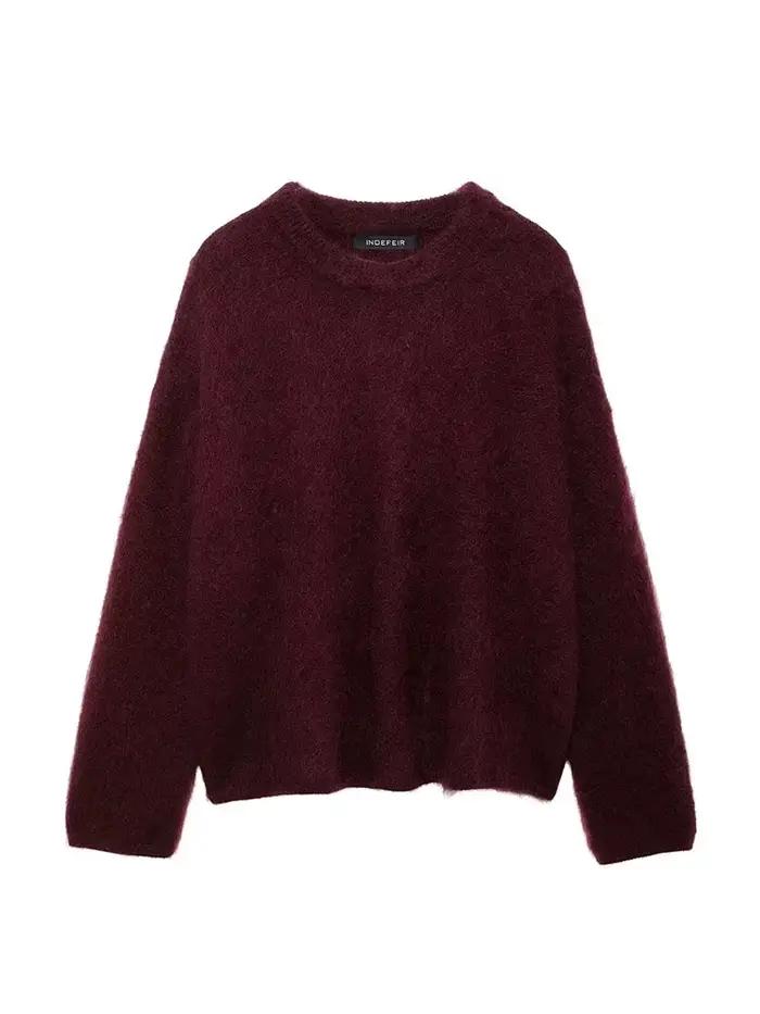 HH femmes hiver nouveau solide grande taille Mohair mélangé pull