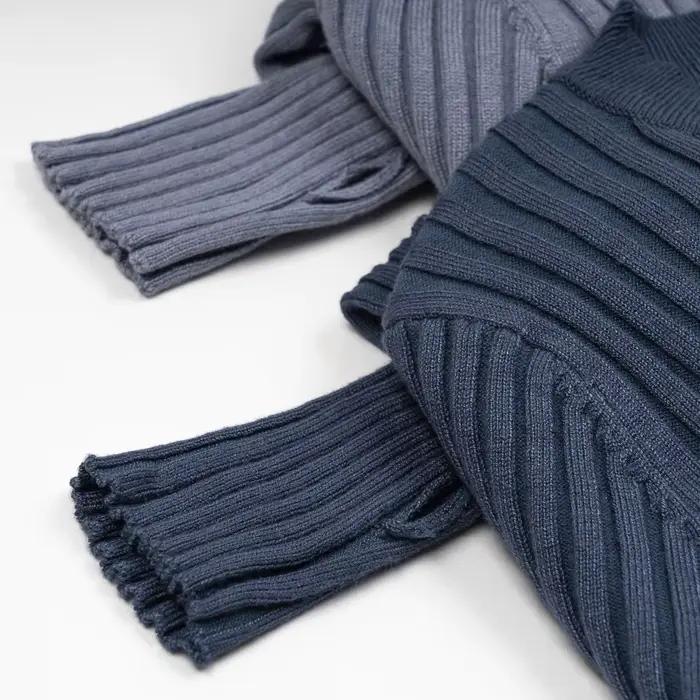 Pull basique à col rond pour femme, pull avec trou pour le pouce, pull en Y