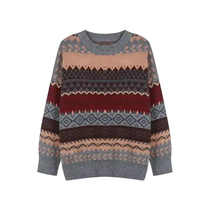 2025 nouveau pull ample Jacquard coréen pour femmes