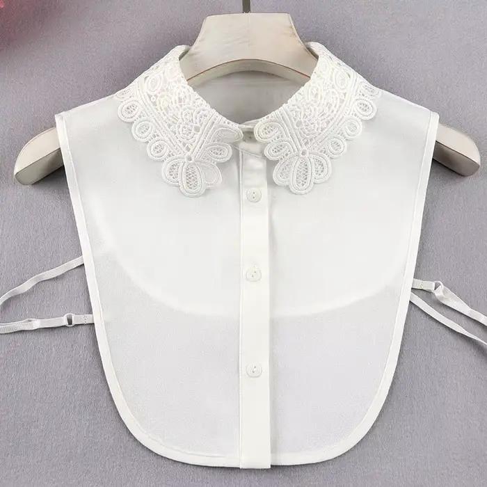 Linbaiway-Faux col en mousseline de soie pour femme, 18 styles, chemisier, chemise, faux col, dames, revers, poignées, col amovible, décor féminin