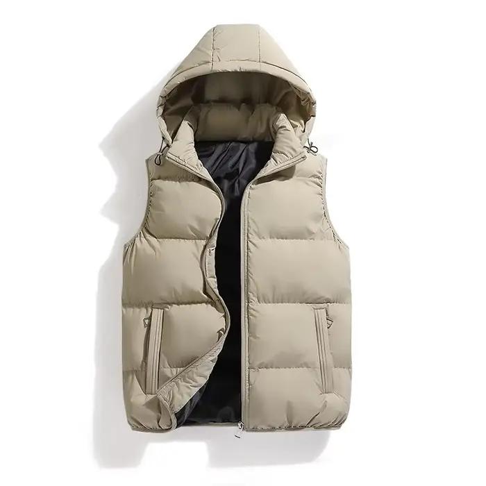 Hommes gilet veste chaude sans manches vestes hiver imperméable à l'eau manteau à glissière automne col montant gilet décontracté marque vêtements