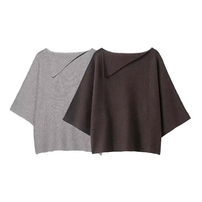 Willshela femmes mode solide ample tricoté pull