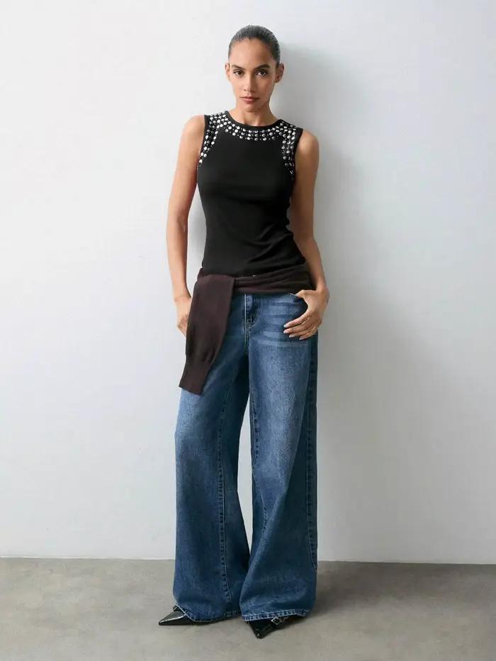 Gilet pour femme 2026 en tissu sans couture avec broderie métallique