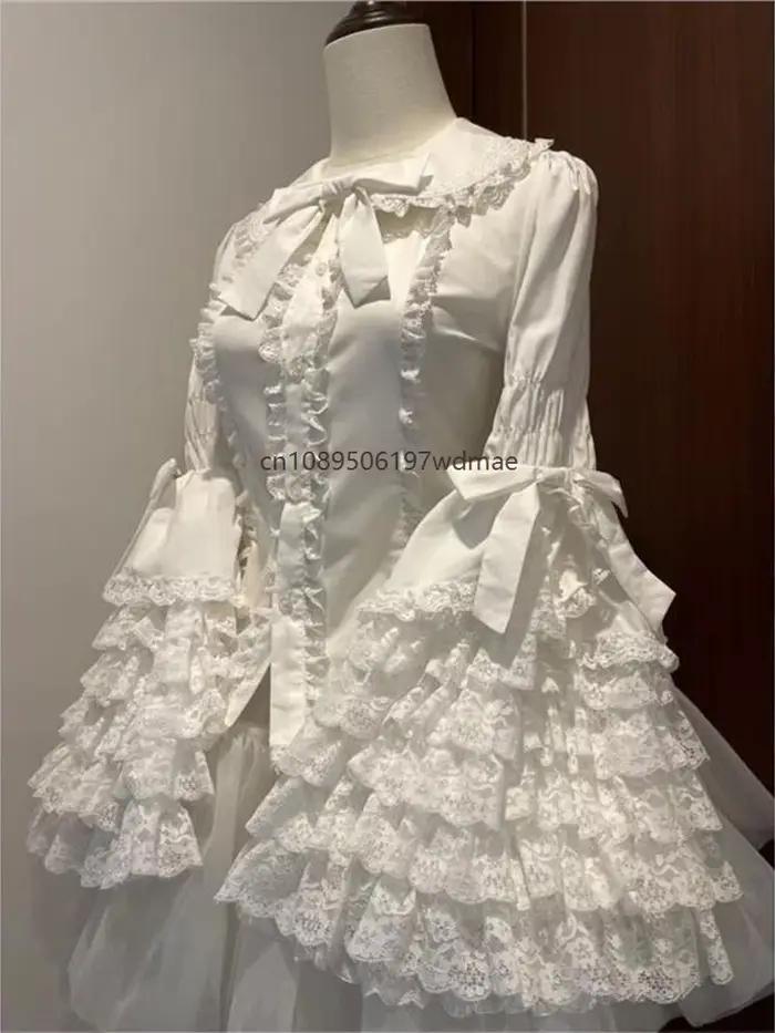 Chemisier en dentelle blanc et noir style victorien pour femme