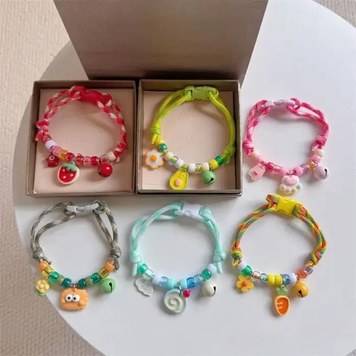 Mode coloré animal de compagnie avec cloches réglable chat cou chaîne tressé animaux de compagnie cou anneaux chat