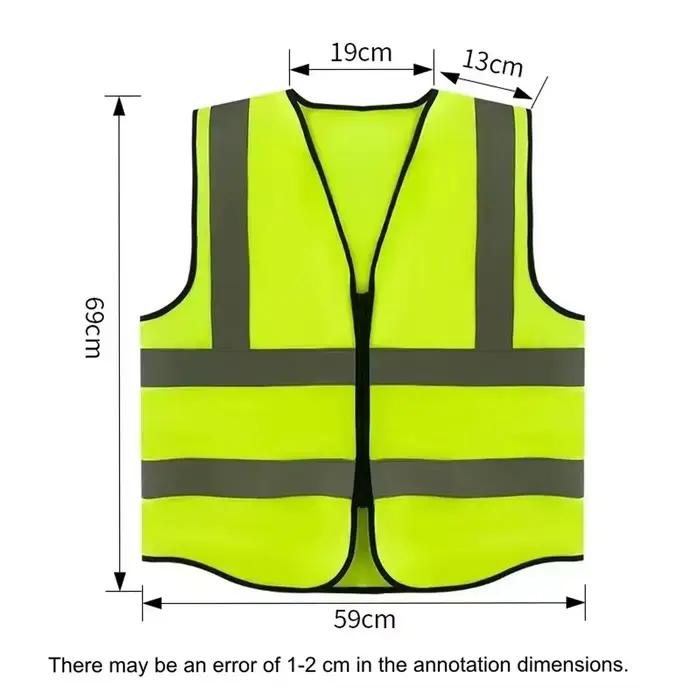 Gilet de sécurité haute visibilité durable avec bandes réfléchissantes avant et fermeture éclair – Tenue de travail pour agents de sécurité et entrepôts