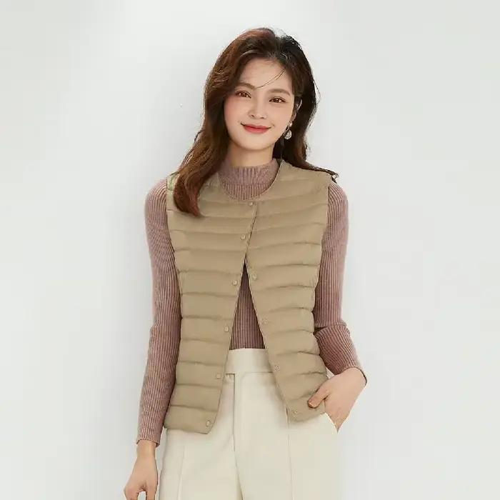 Femmes gilet sans manches nouveau 90% duvet de canard blanc femme mince chaud intérieur Ultra léger emballable doudoune vestes