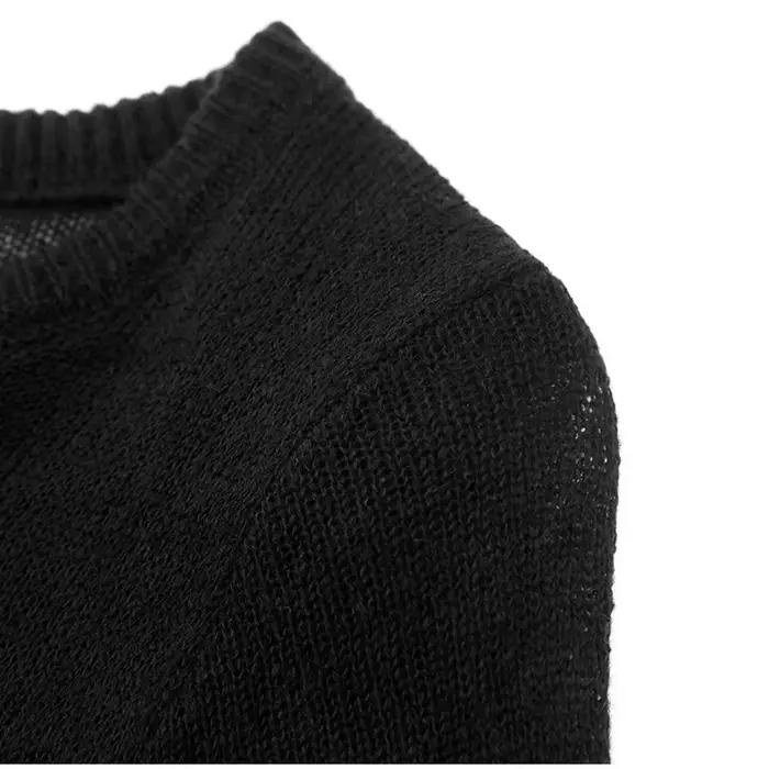Pull tricoté à manches longues et col ras du cou pour femme