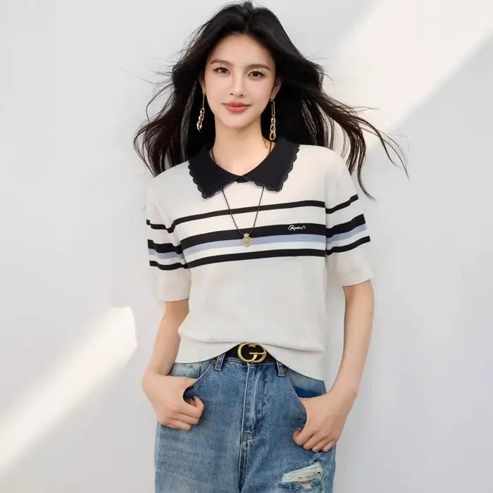 T-shirt décontracté polyvalent à manches courtes pour femme