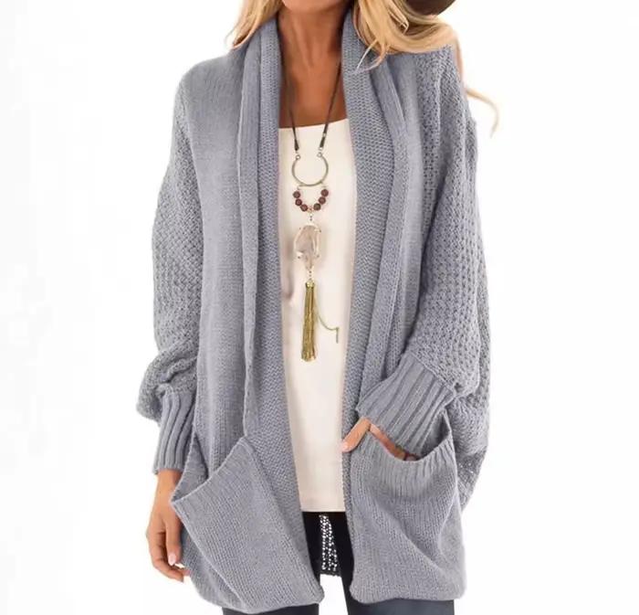 Nouveau cardigan en tricot à manches chauve-souris pour femme