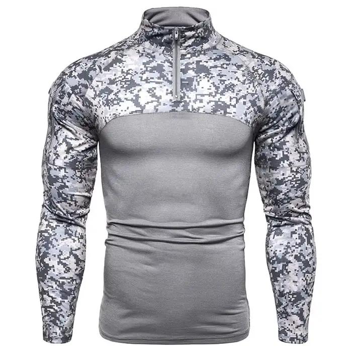 Sweat-shirt tactique à capuche pour hommes, pull d'extérieur à manches longues, léger, col montant, coupe cintrée, printemps-automne