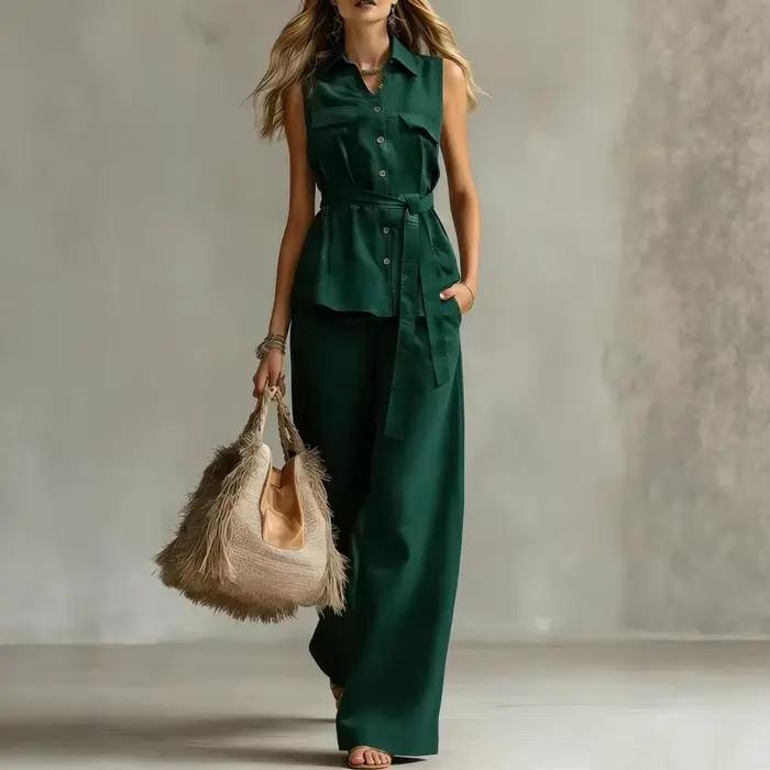 Ensemble élégant : Gilet à boutons et col à revers