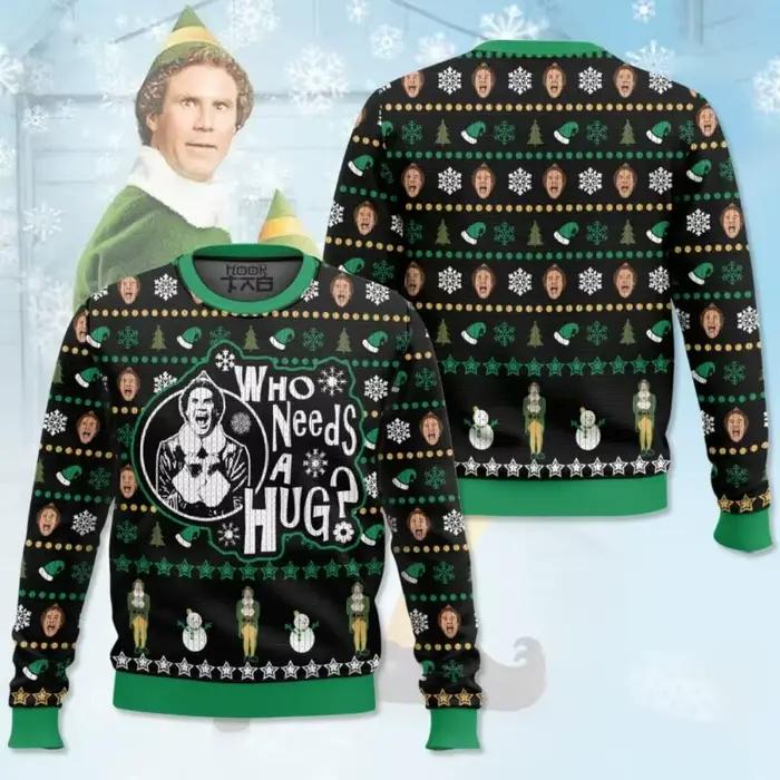 Buddy l'elfe pull laid pour hommes 2025 nouveau hiver chaud confortable fête de vacances drôle
