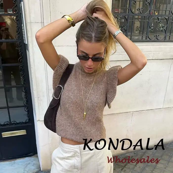 KONDALA Chic 2026 – Nouveau Gilet Long Tricoté Uni pour Femme
