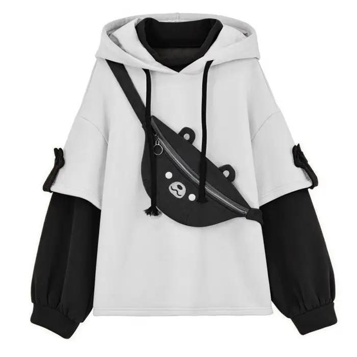 Sweat à capuche ours à manches longues pour femmes