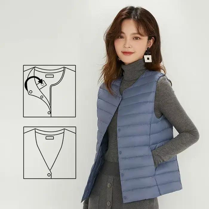 Femmes gilet sans manches nouveau 90% duvet de canard blanc femme mince chaud intérieur Ultra léger emballable doudoune vestes