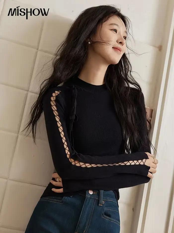 Pull en tricot astronomique à manches longues pour femme