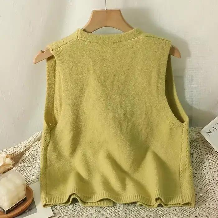 Gilet en tricot brodé floral vert lime pour femmes