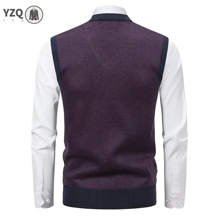 Pull tricoté à col en v pour hommes, chaud, automne hiver, grille de diamant, fleur torsadée, décontracté, mode, haut polyvalent en tricot